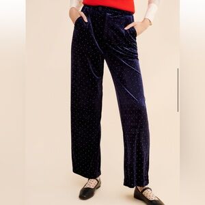 Never Fully Dressed Navy Velvet Wide Leg Pants